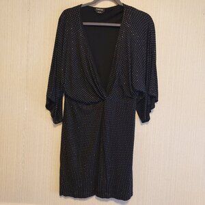 Bebe Deep V Kimono Sleeve Sequin Dress